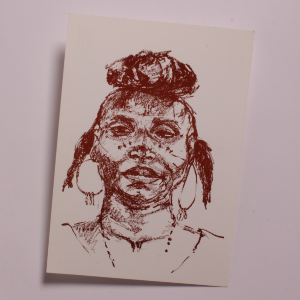 Enkelt postkort med motiv af kvinde fra Niger